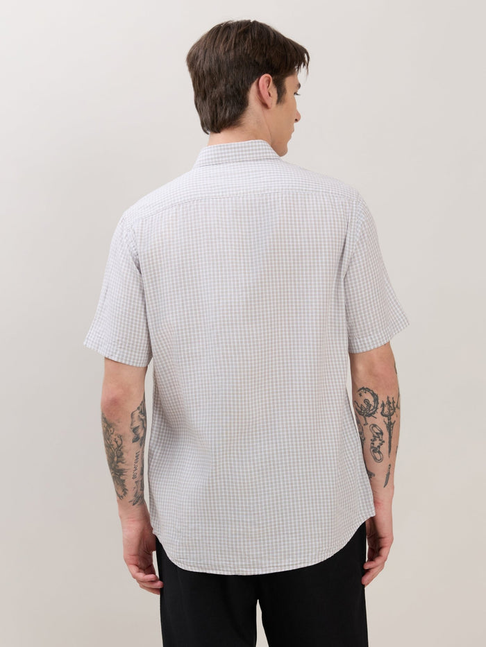 Zenamo - Relaxed Fit Micro Checks Shirt - White