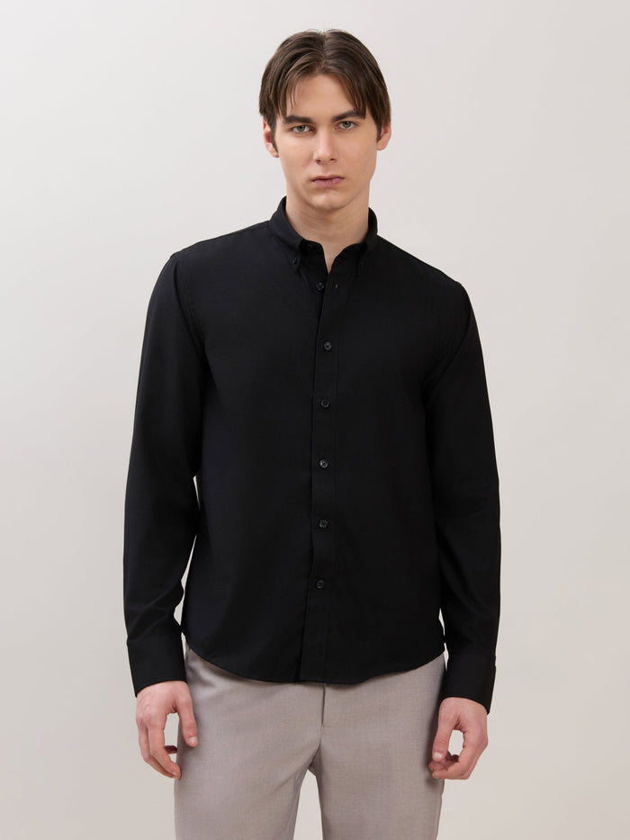 Zero - Relaxed Fit Plain Shirt - Black