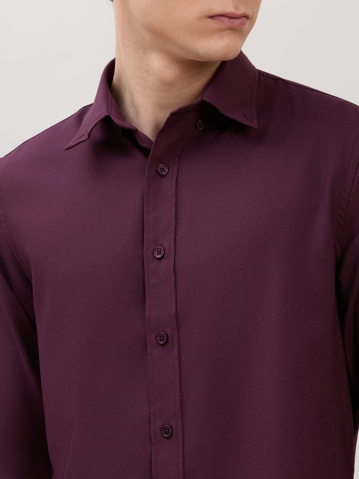 Zero - Relaxed Fit Plain Shirt - Maroon