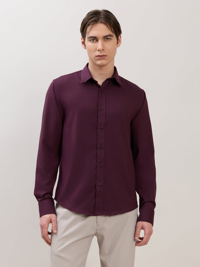 Zero - Relaxed Fit Plain Shirt - Maroon