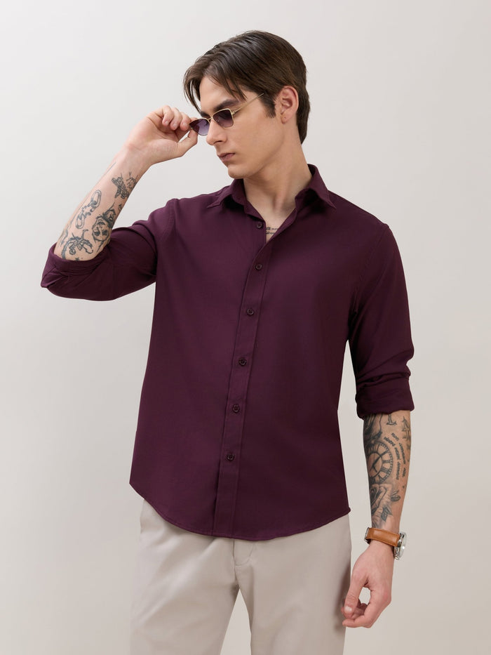 Zero - Relaxed Fit Plain Shirt - Maroon