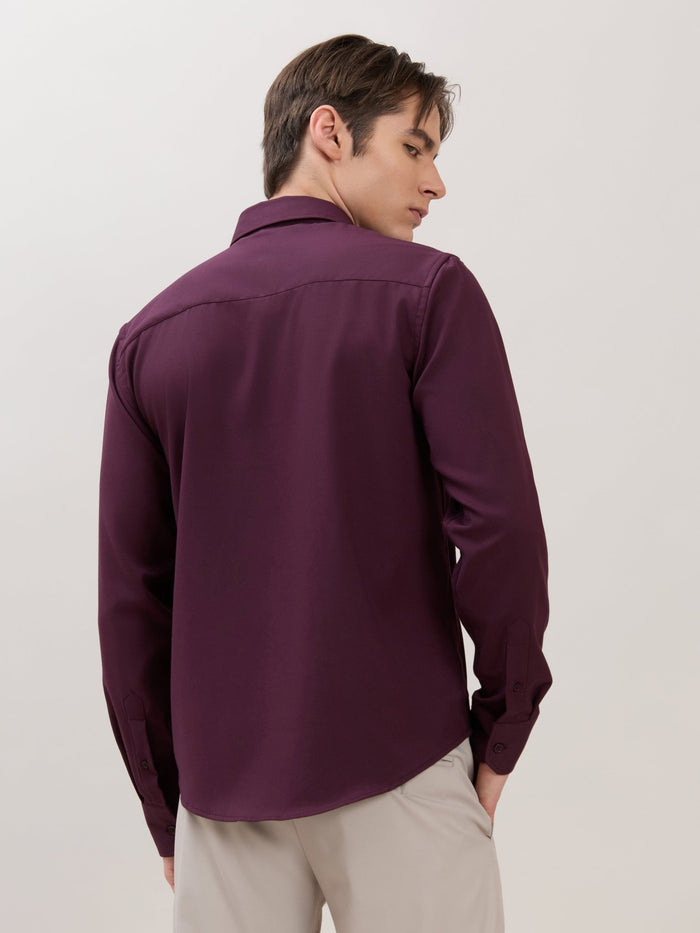 Zero - Relaxed Fit Plain Shirt - Maroon
