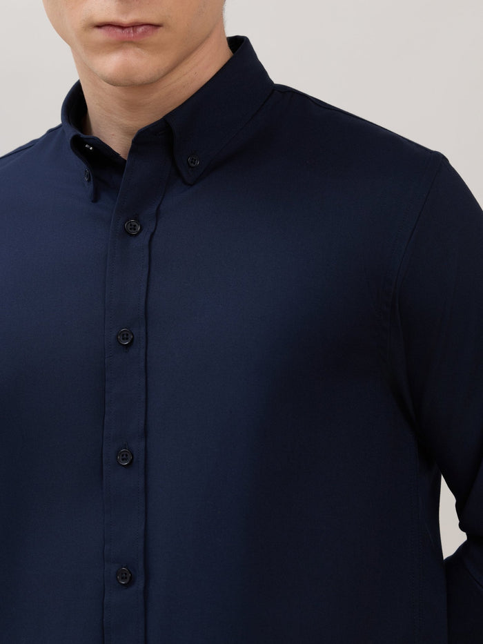 Zero - Relaxed Fit Plain Shirt - Navy Blue