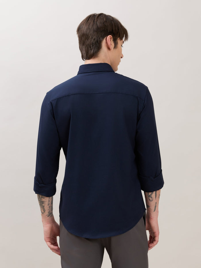 Zero - Relaxed Fit Plain Shirt - Navy Blue