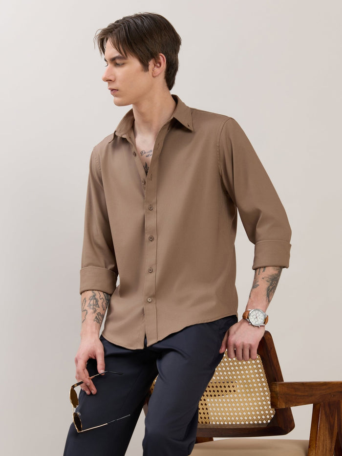 Zero - Relaxed Fit Plain Shirt - Olive Brown