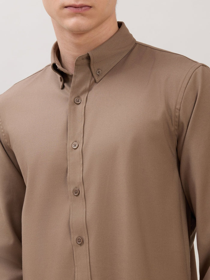 Zero - Relaxed Fit Plain Shirt - Olive Brown