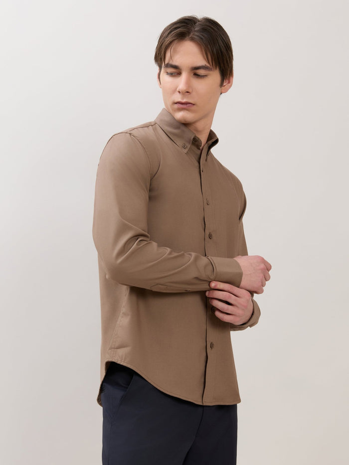 Zero - Relaxed Fit Plain Shirt - Olive Brown