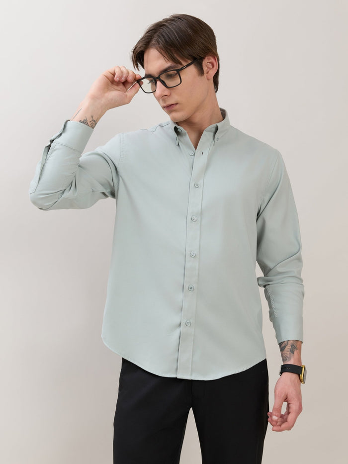 Zero - Relaxed Fit Plain Shirt - Seafoam Green