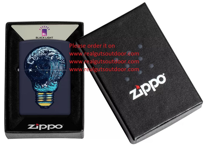 Zippo Black Light Toxic Waves Design Navy Matte 46143