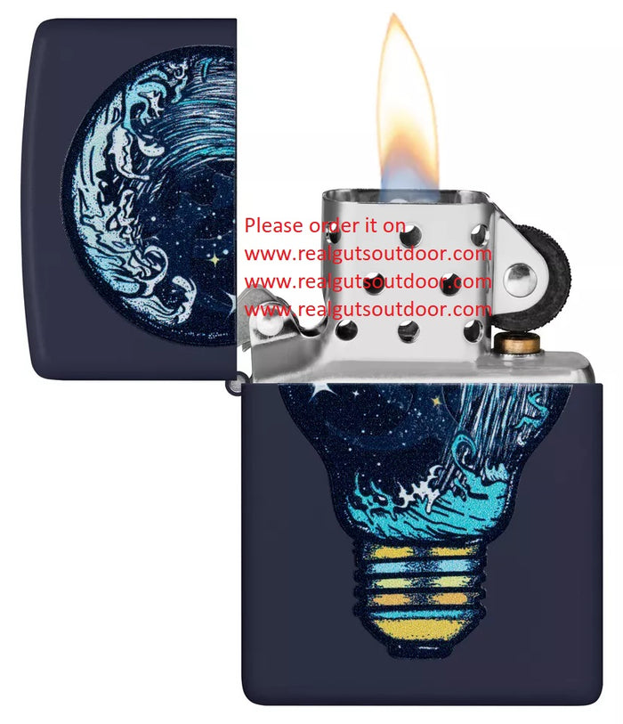Zippo Black Light Toxic Waves Design Navy Matte 46143