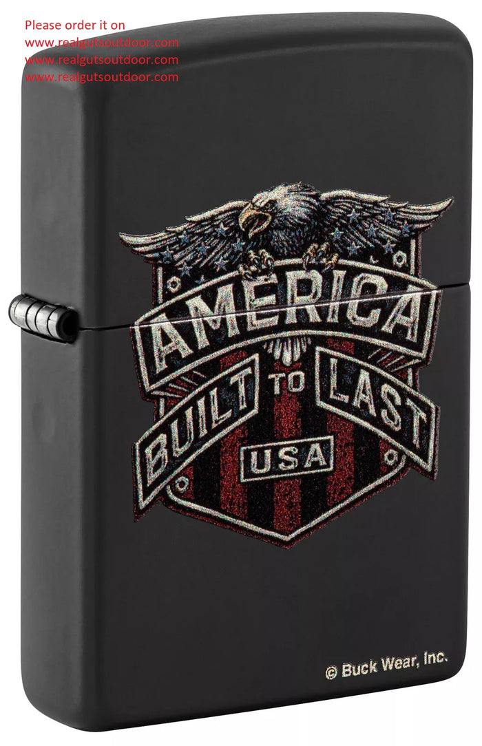 Zippo Buck Wear Eagle Design Black Matte 46158
