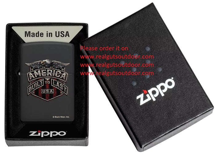 Zippo Buck Wear Eagle Design Black Matte 46158
