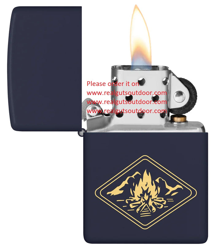 Zippo Campfire Theme Design Navy Matte 46174